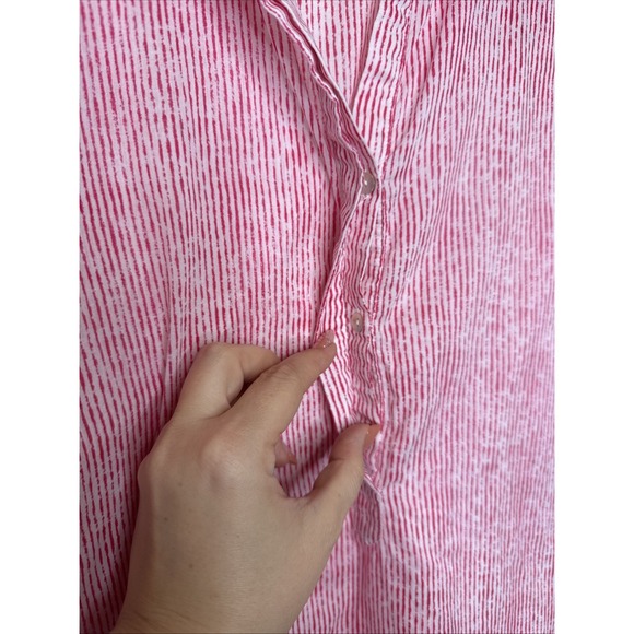 Chicos Poplin Popover Tunic 3 XL Stripe Pockets Button Up 3/4 Sleeve Cotton Plus - Picture 5 of 8